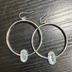 Kendra Scott Silver Hoop Earrings with Iridescent Crystal Accent